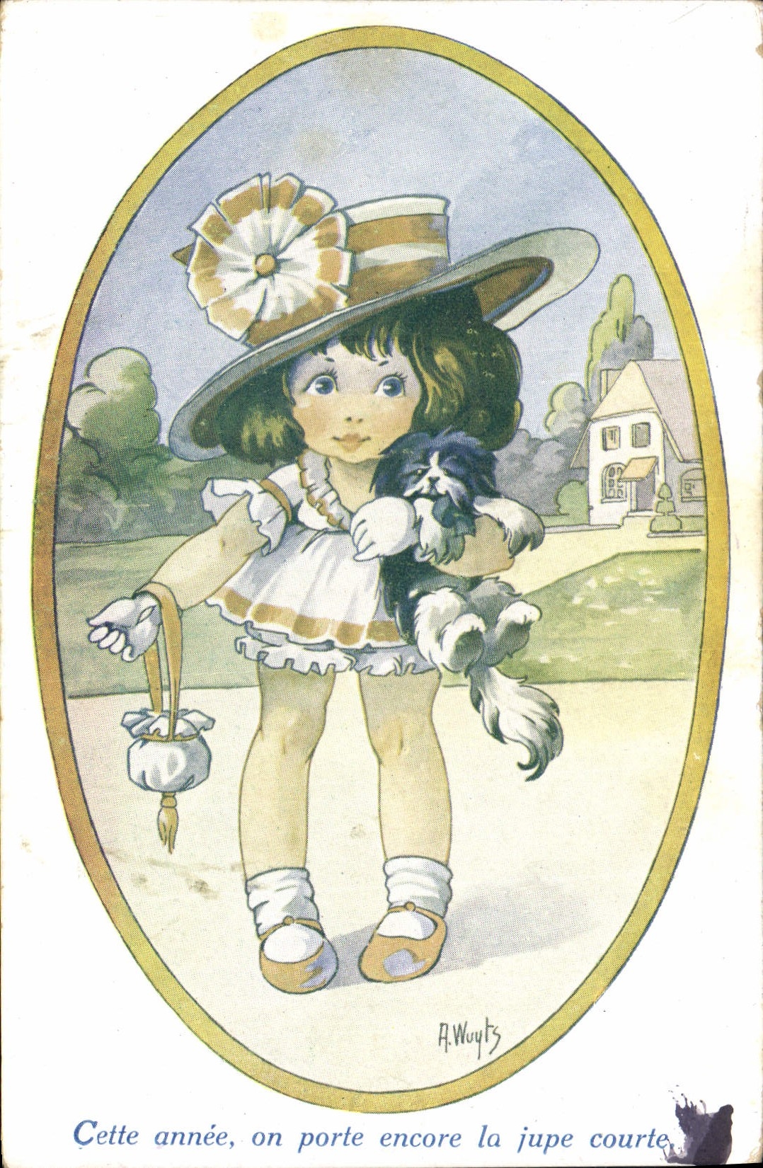 CPA Fantaisie Illustrateur Enfant Chien Cette annee on porte encore la jupe courte 