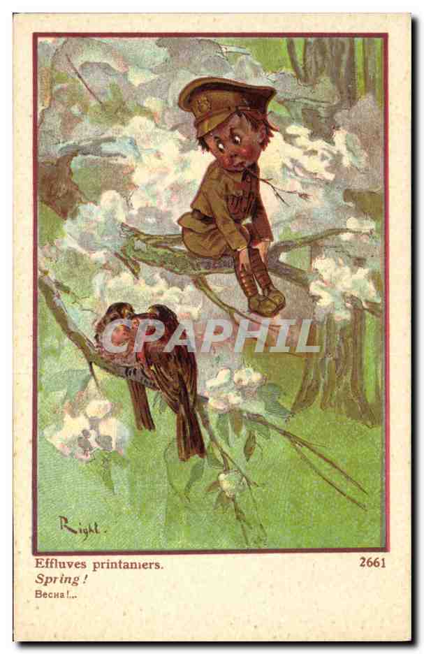 CPA Fantaisie Illustrateur Enfant Militaria Effluves printaniers 