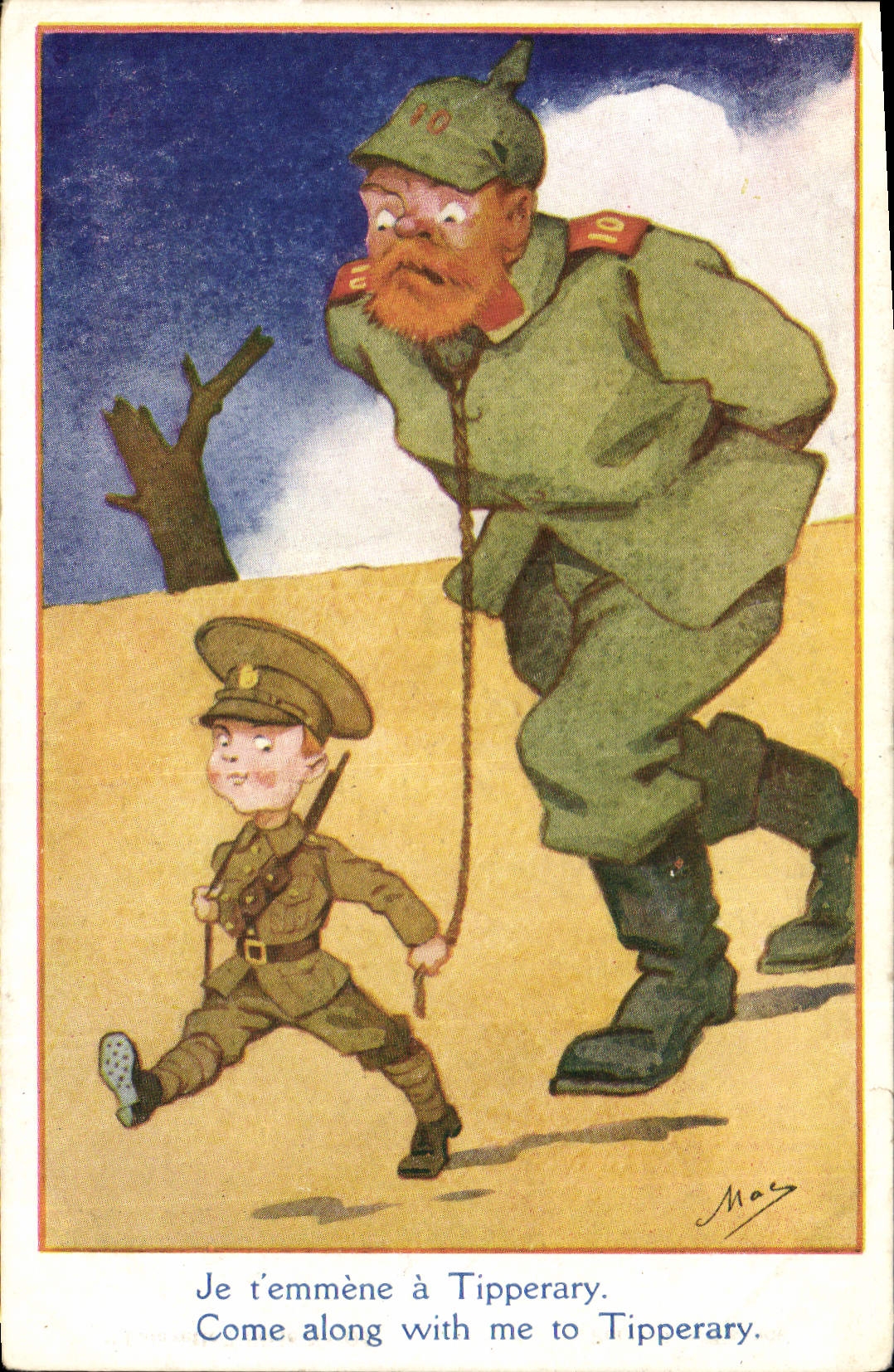 CPA Fantaisie Illustrateur Enfants Je t'emmene a Tipperary Militaria