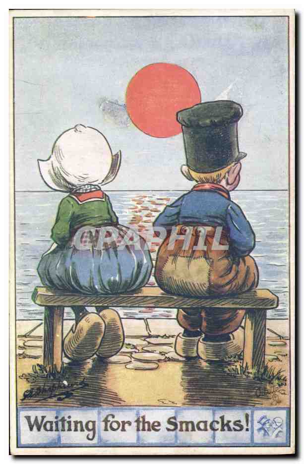 CPA Fantaisie Illustrateur Enfants Waiting for the smacks 