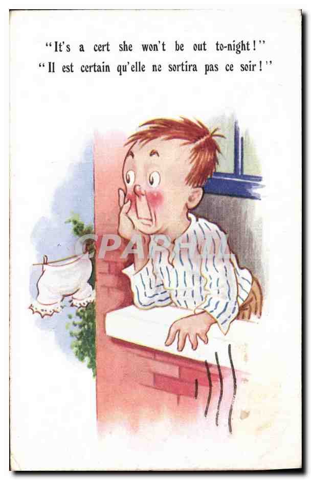 CPA Fantaisie Illustrateur Il est certain qu'elle ne sortira pas ce soir ! 