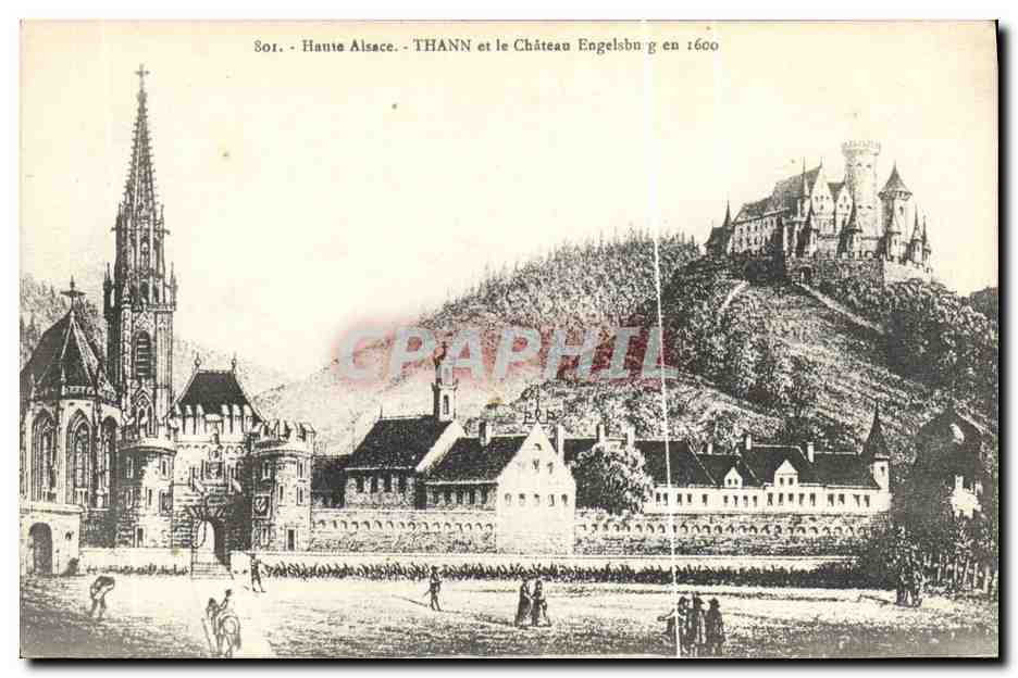 CPA Thann et le chateau Engelsburg en 1600 