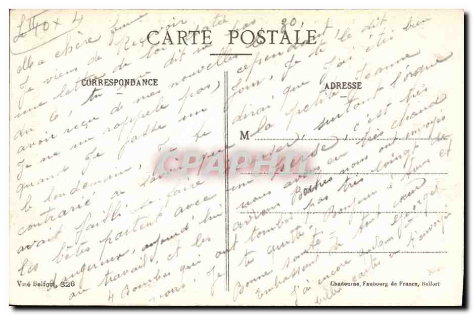 CPA Thann et le chateau Engelsburg en 1600  — Verso