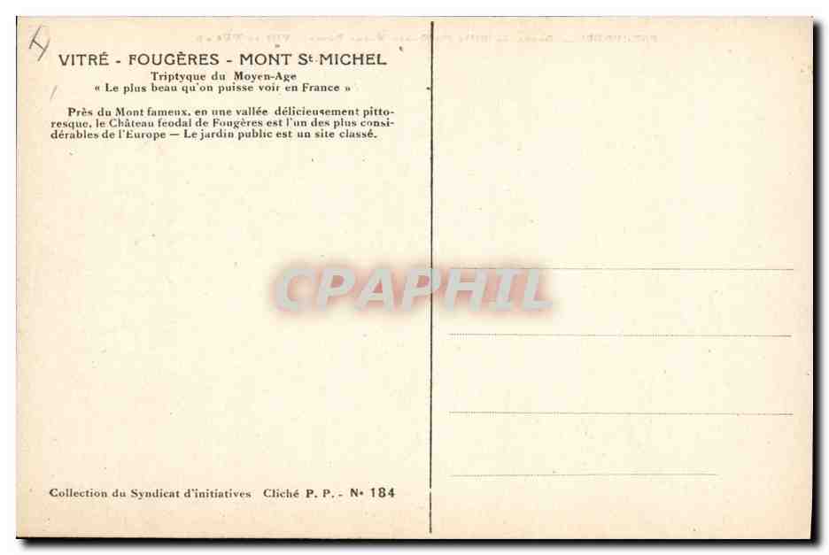CPA Fougeres Porte de ville La Porte Notre Dame  — Verso