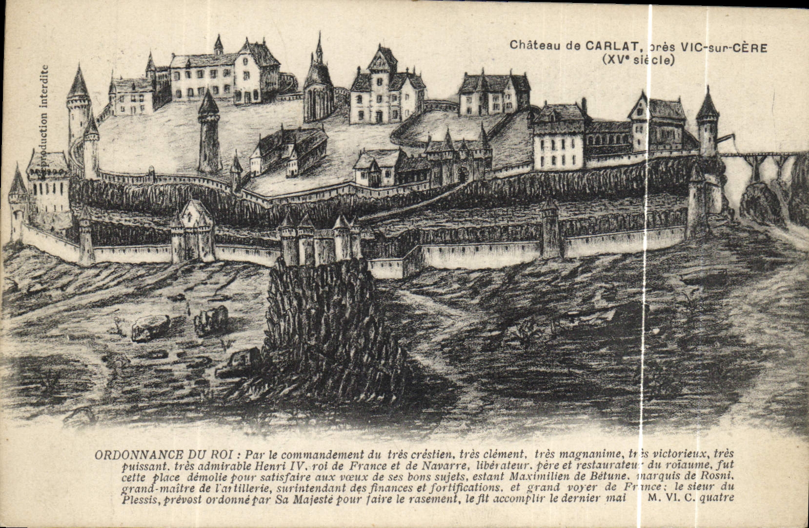 Château de Carlat, près Vic-sur-Cère (XVe siècle) — illustration historique — éditeur non identifié