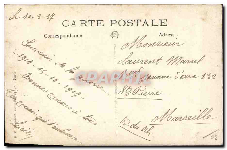 Gruppo di soldati e operai — 1914-1916 — B. Giraudon, Bassin - Parigi — Verso