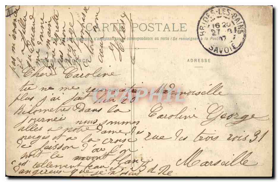 N.-D. des Neiges, au-dessus de Bride-les-Bains — éditeur non identifié, n° de série non visible — Verso
