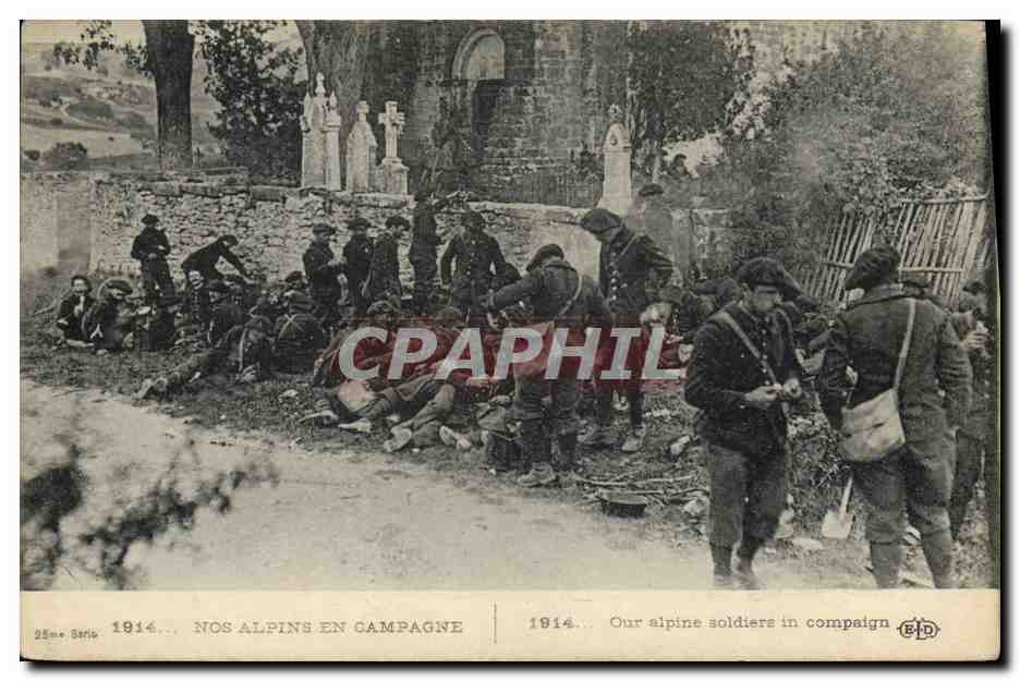 CPA Militaria Chasseurs Alpins Nos Alpins en campagne