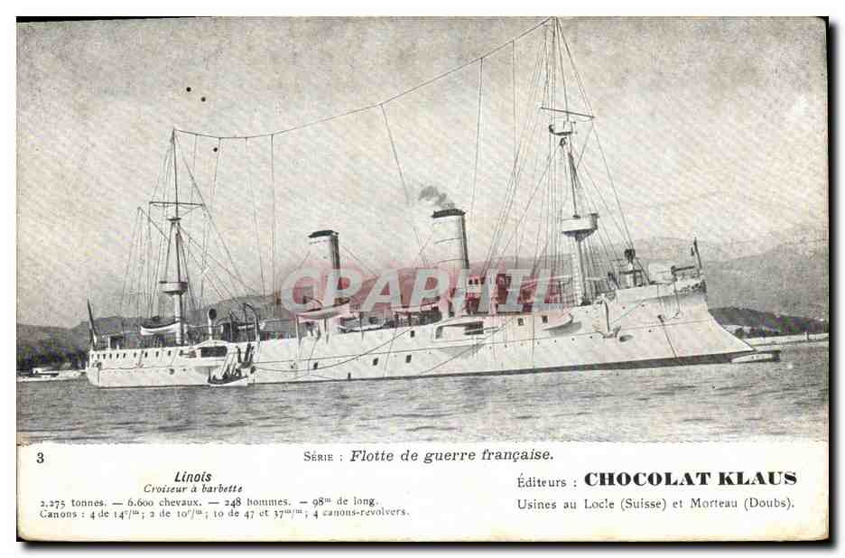 CPA Bateau Linois Croiseur a barbette