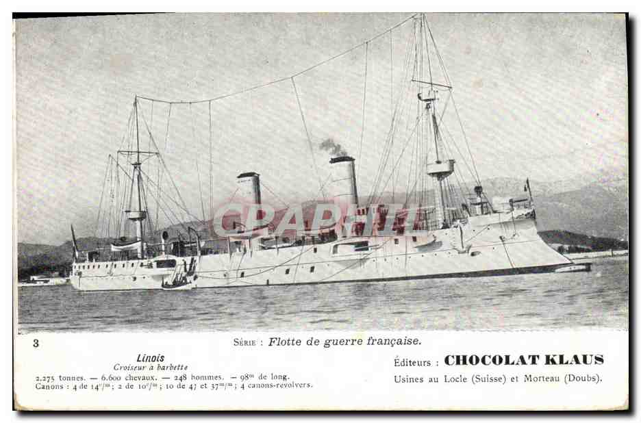 CPA Bateau Linois Croiseur a barbette