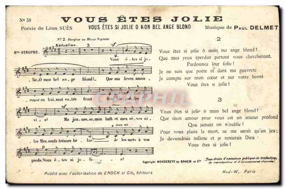 Vous êtes si jolie — Vous êtes mon bel ange blond — Enoch et Cie, n° 50