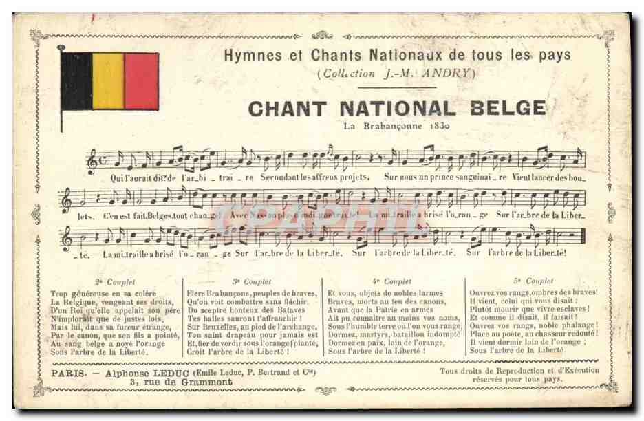 Chant National Belge — Hymnes et Chants Nationaux de tous les pays (Collection J.-M. ANDRY) — Alphonse LEDUC