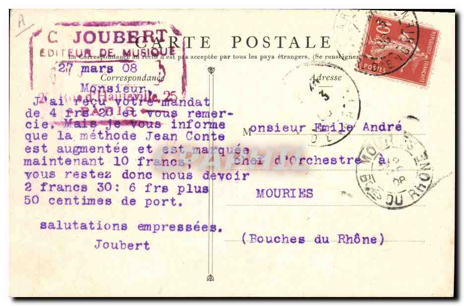 CPA Le petit Duc Opera Comique — Verso