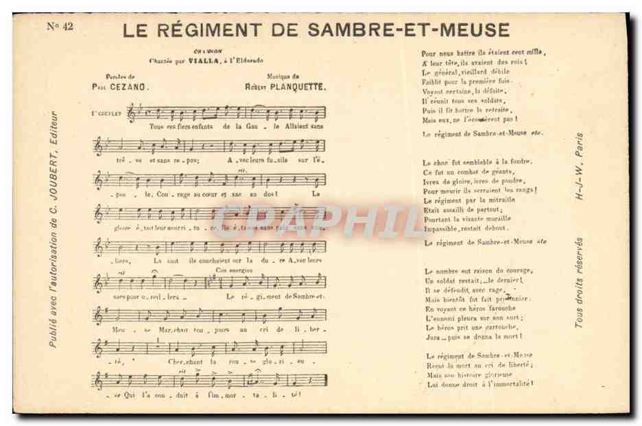 CPA Le regiment de Sambre et Meuse Paul Cezano Robert Planquette