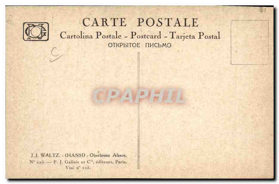 CPA Folklore Alsace Hansi TOP — Rückseite