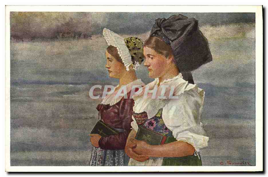 CPA Folklore Alsace Spindler Haut Rhin et Bas Rhin