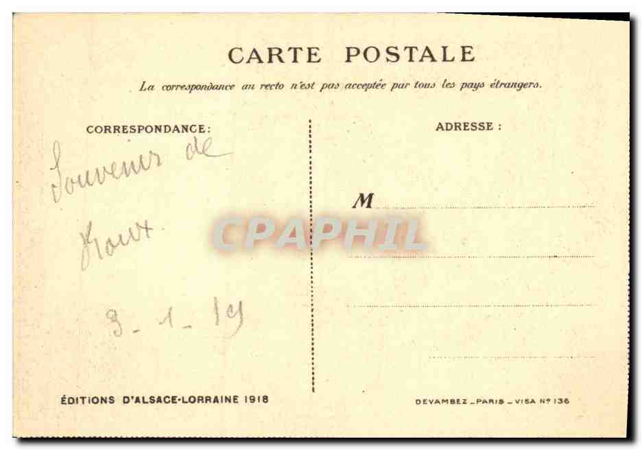 CPA Folklore Alsace Cigogne  — Verso