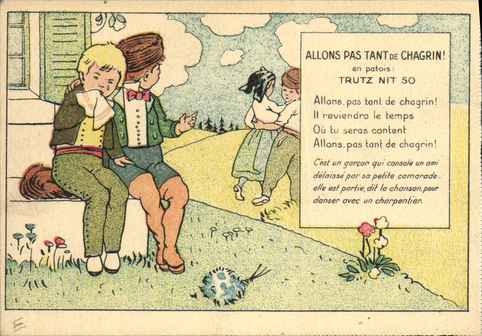 CPA Folklore Alsace Allons pas tant de chagrin