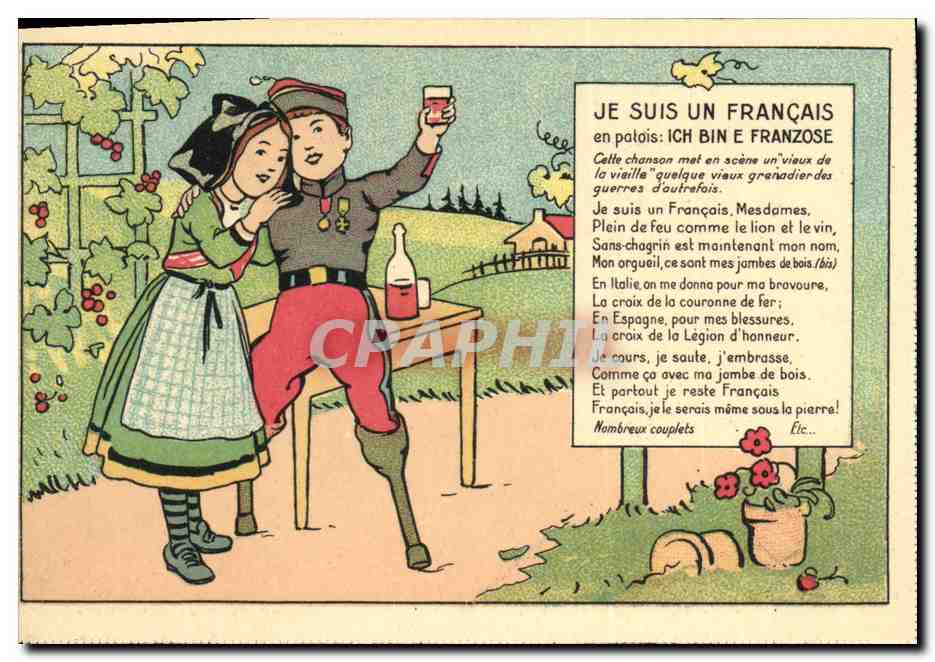 CPA Folklore Alsace Je suis un Francais