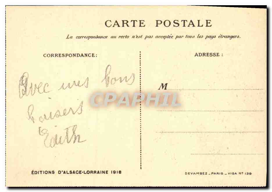 CPA Folklore Alsace Je suis un Francais — Verso