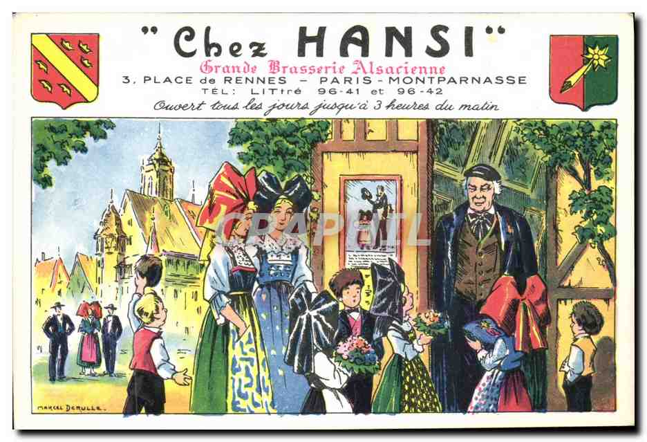 CPM Folklore Alsace Chez Hansi Grande Brasserie Alsacienne Place de Rennes Paris Montparnasse