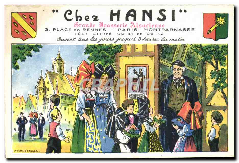 CPM Folklore Alsace Chez Hansi Grande Brasserie Alsacienne Place de Rennes Paris Montparnasse