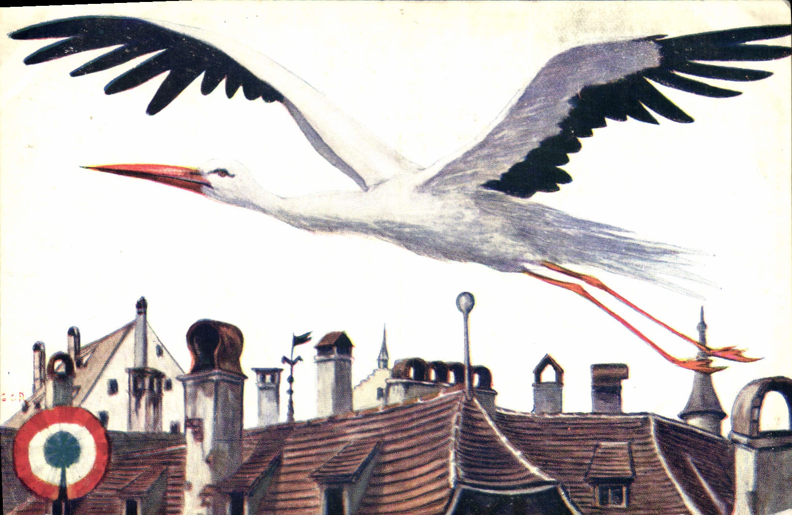 CPA Folklore Alsace Igor Cigogne d'Alsace 