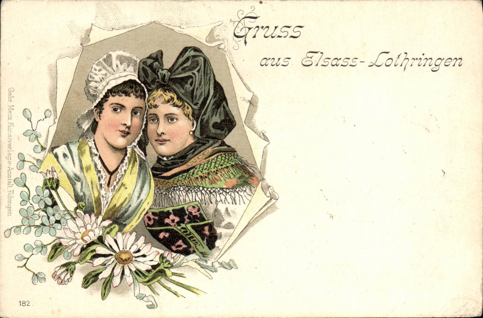 CPA Folklore Alsace Gruss aus Elsass Lothringen TOP