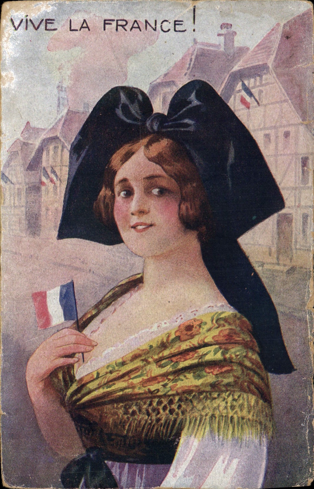 CPA Folklore Alsace Vive la France !