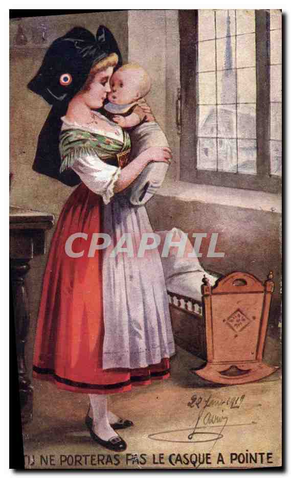 CPA Folklore Alsace Tu ne porteras pas le casque a pointe