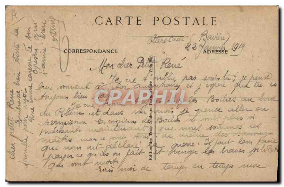 CPA Folklore Alsace Tu ne porteras pas le casque a pointe — Verso