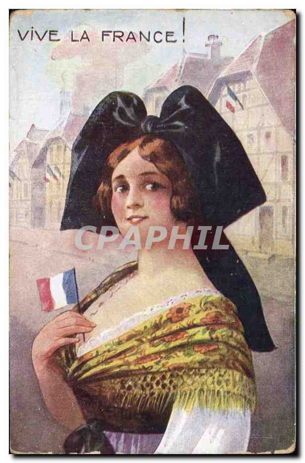CPA Folklore Alsace Vive la France !