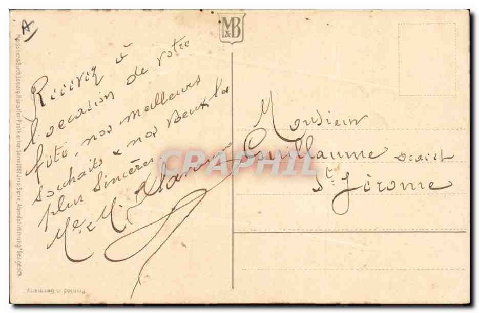 Bonne Fête — illustration d'un homme dans un paysage — éditeur MB — Verso