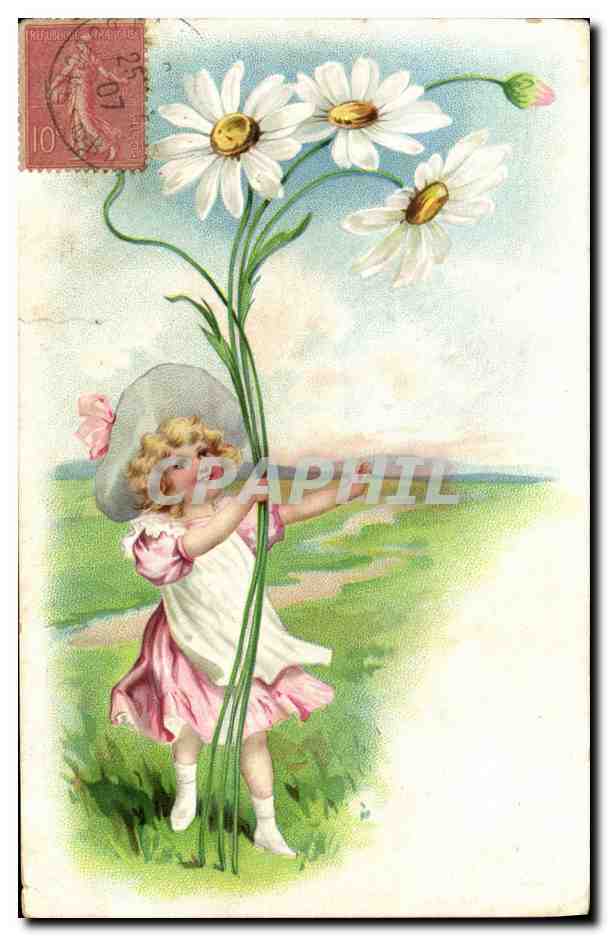 CPA Fantaisie Fleurs Enfant