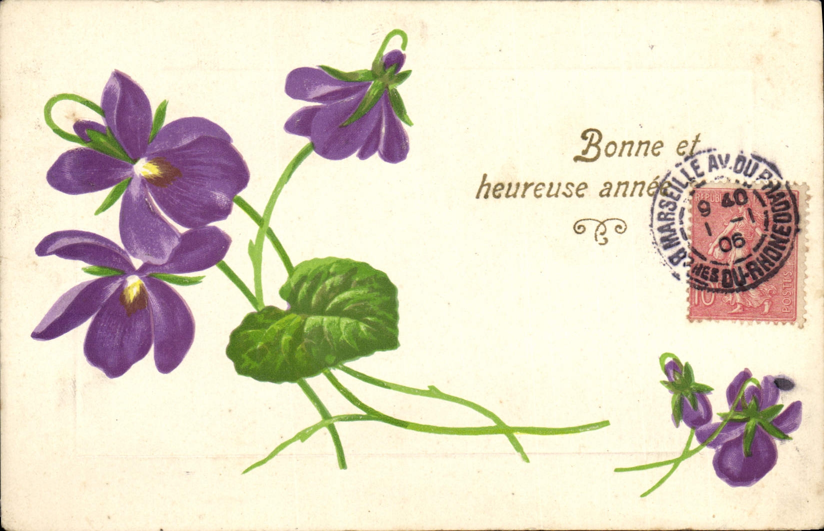 Violes — Bonne et heureuse année — Éditeur inconnu, n° de série non visible