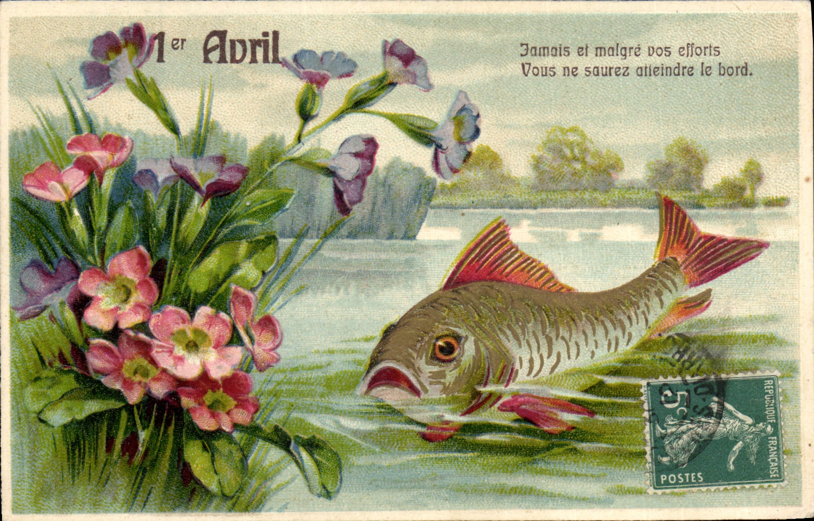 Vis in het water — 1 april — uitgever niet zichtbaar, serie niet zichtbaar