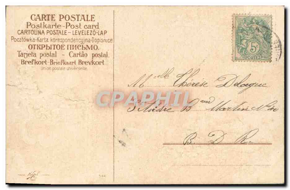 CPA Fantaisie Fleurs Colombe — Verso
