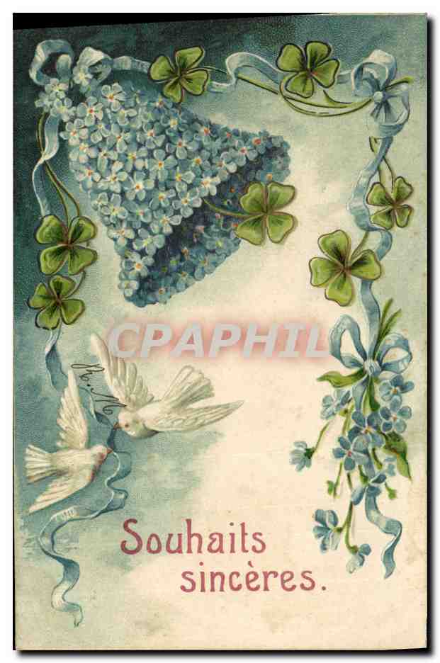 CPA Fantaisie Fleurs Colombe Cloche