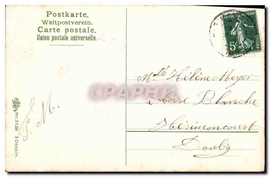 CPA Fantaisie Fleurs  — Back