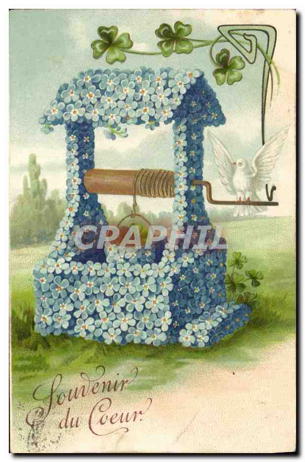 CPA Fantaisie Fleurs Colombe Trefle