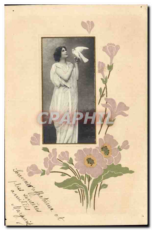 CPA Fantaisie Fleurs Femme