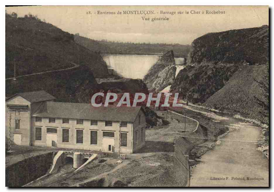 CPA Electricite Environs de Montlucon Barrage sur le Cher a Rochebut Vue generale