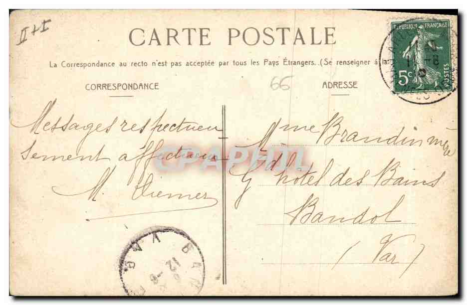 CPA Electricite Etablissement thermal de la Preste L'usine electrique — Verso