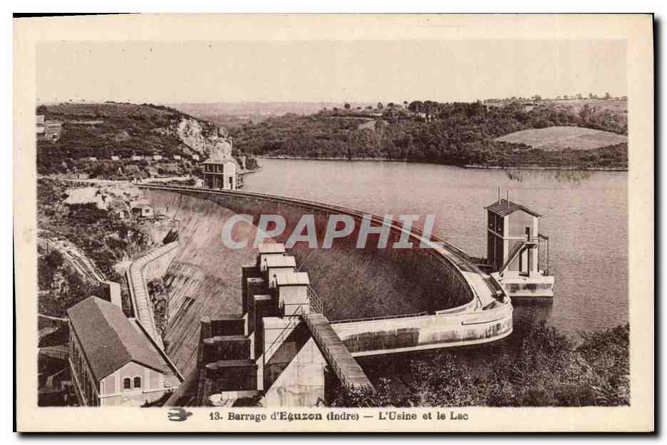 CPA Electricite Barrage d'Eguzon L'usine et le lac