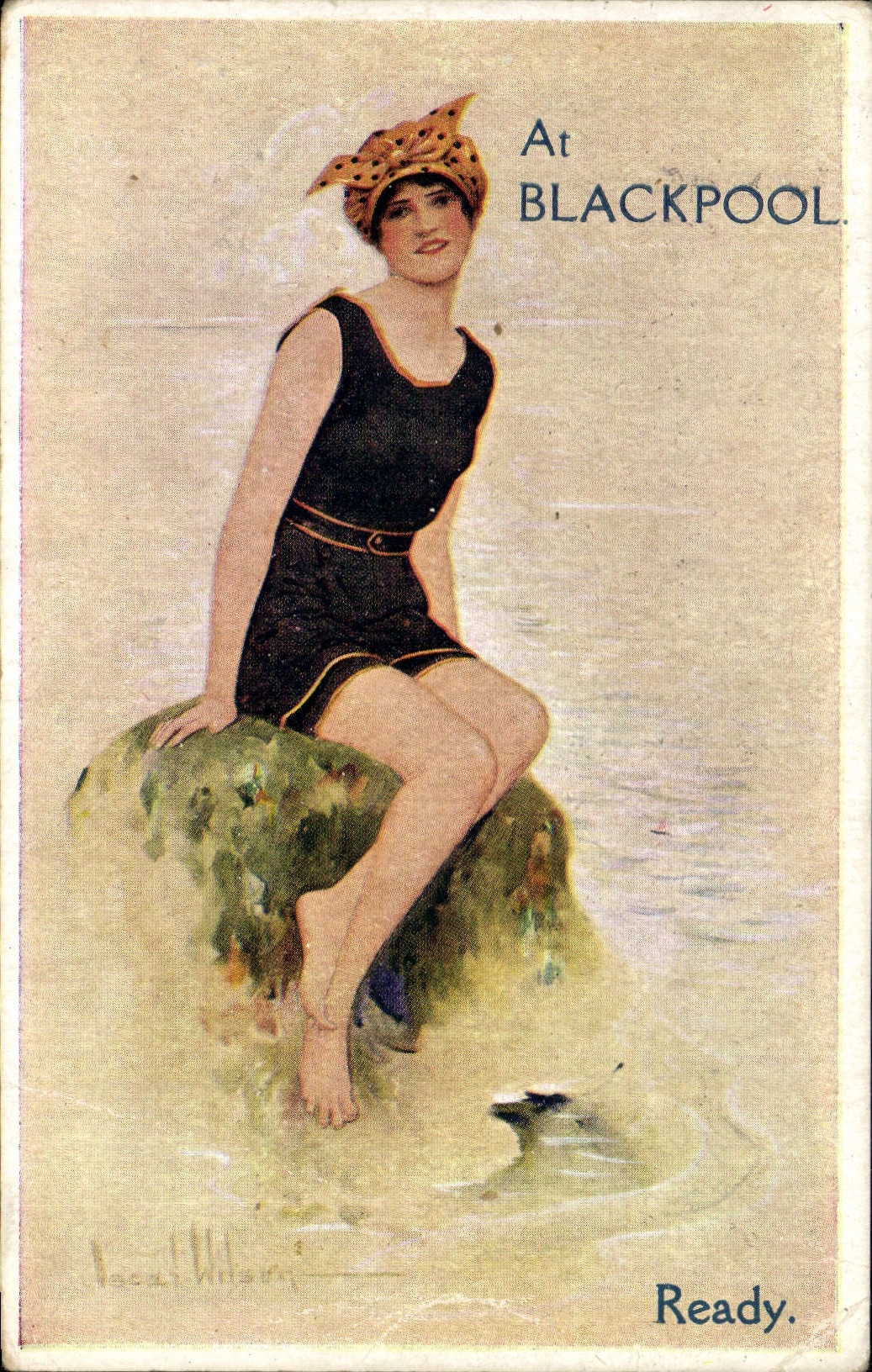 CPA Fantaisie Illustrateur Femme At Blackpool Ready 