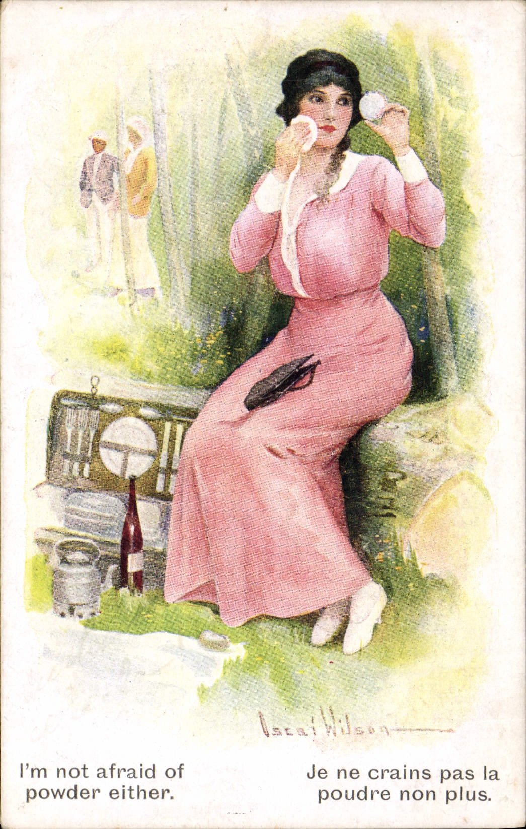 CPA Fantaisie Illustrateur Femme Je ne crains pas la poudre non plus 