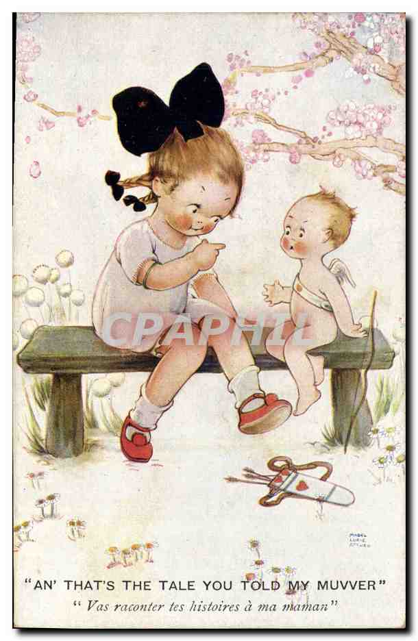 CPA Fantaisie Illustrateur Enfants Ange Vas raconter tes histoires a ma maman 