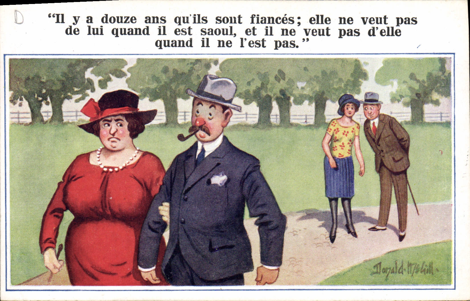 CPA Fantaisie Illustrateur Donald Mc Gill Il y a douze ans qu'ils sont fiances 