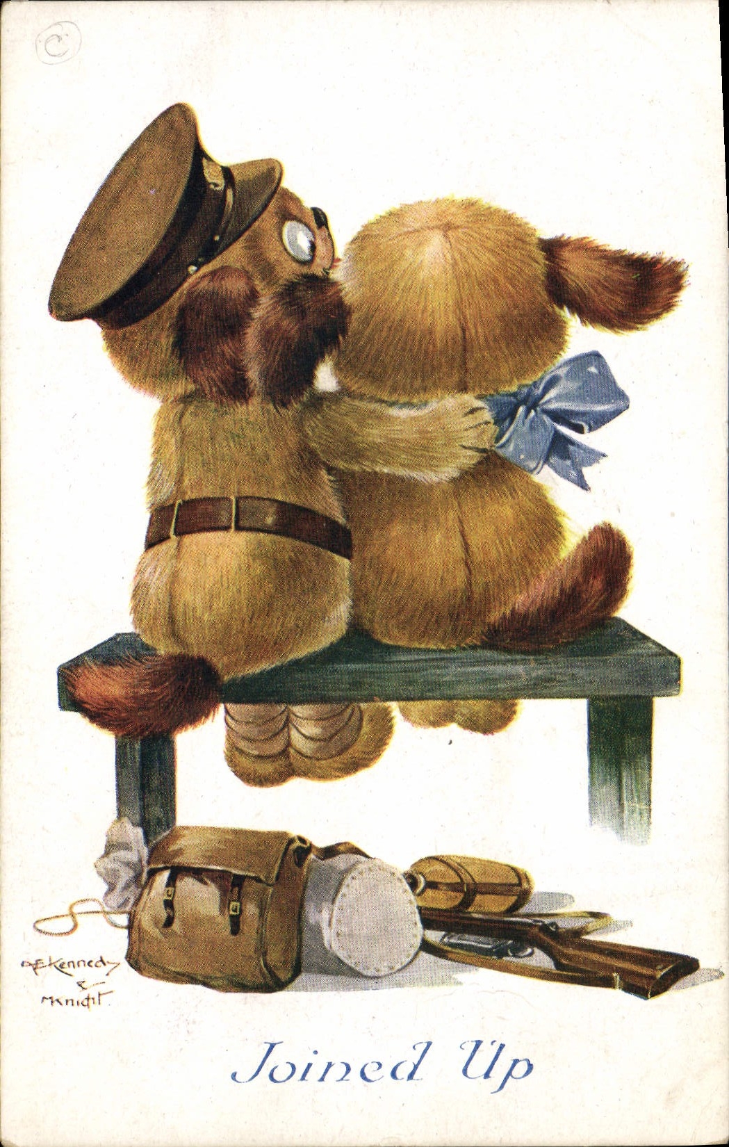 CPA Fantaisie Illustrateur Chien Joined Up Militaria 