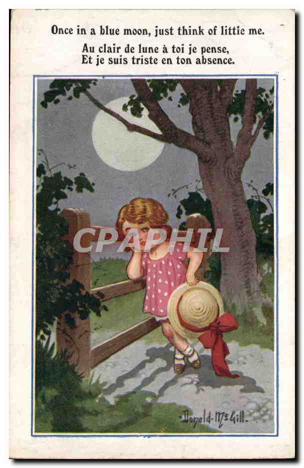 CPA Fantaisie Illustrateur Donald Mc Gill Enfant Once in a blue moon 
